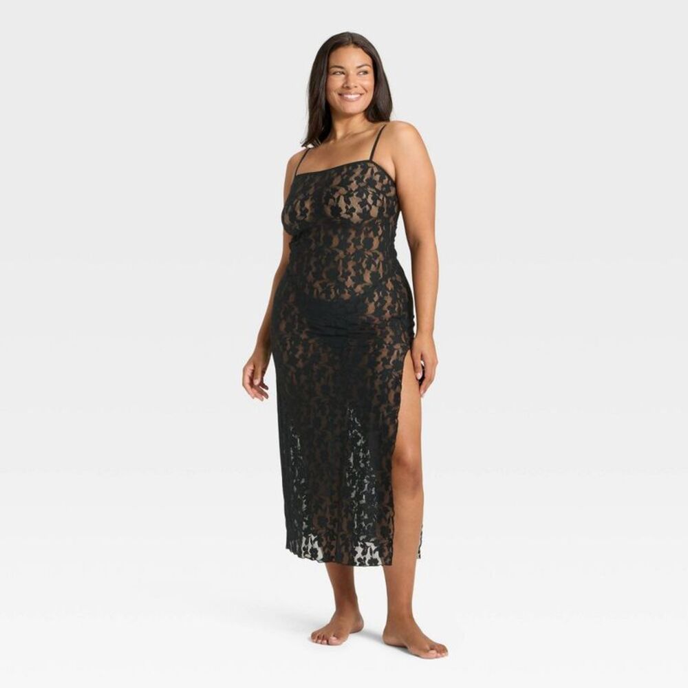 Women's Shadow Floral Lingerie Slip Dress - Auden Black XS - Picture 3 of 4